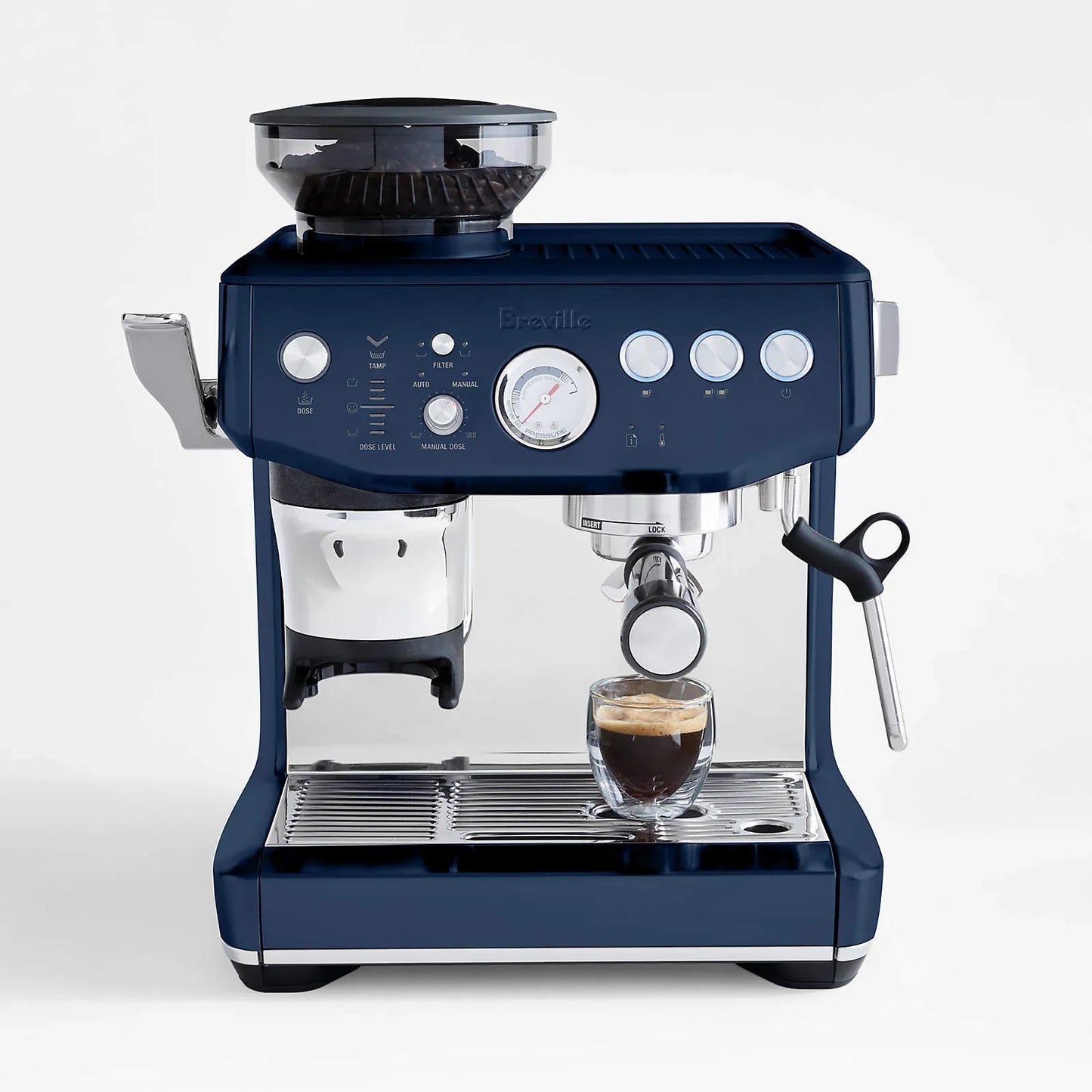 Breville - Barista Express Impress Semi-Automatic Combo Espresso Machine with Grinder Damson Blue - BES876DBL
