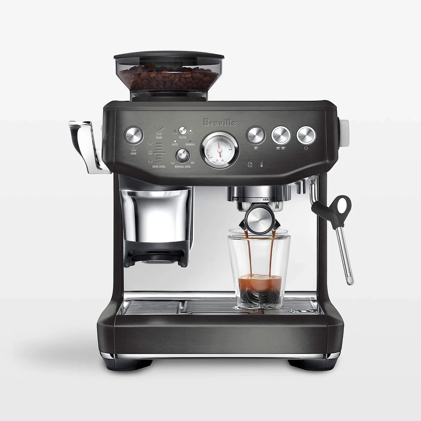 Breville - Barista Express Impress Semi-Automatic Combo Espresso Machine with Grinder Black Stainless - BES876BST