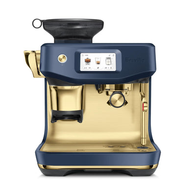 Breville - Barista Touch Impress Semi-Automatic Combo Espresso Machine with Grinder - Damson Blue + Brass Accents - BES881DBB