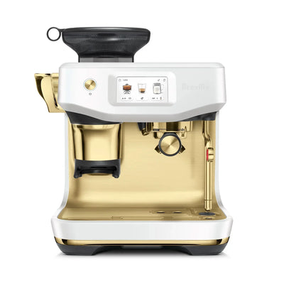 Breville - Barista Touch Impress Semi-Automatic Combo Espresso Machine with Grinder - Sea Salt + Brass Accents - BES881SSB