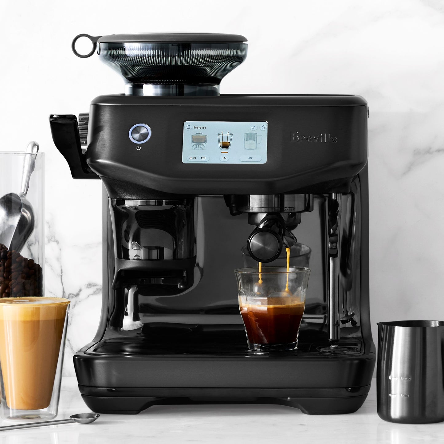 Breville - Barista Touch Impress Semi-Automatic Combo Espresso Machine with Grinder - Noir Edition - BES881NRE