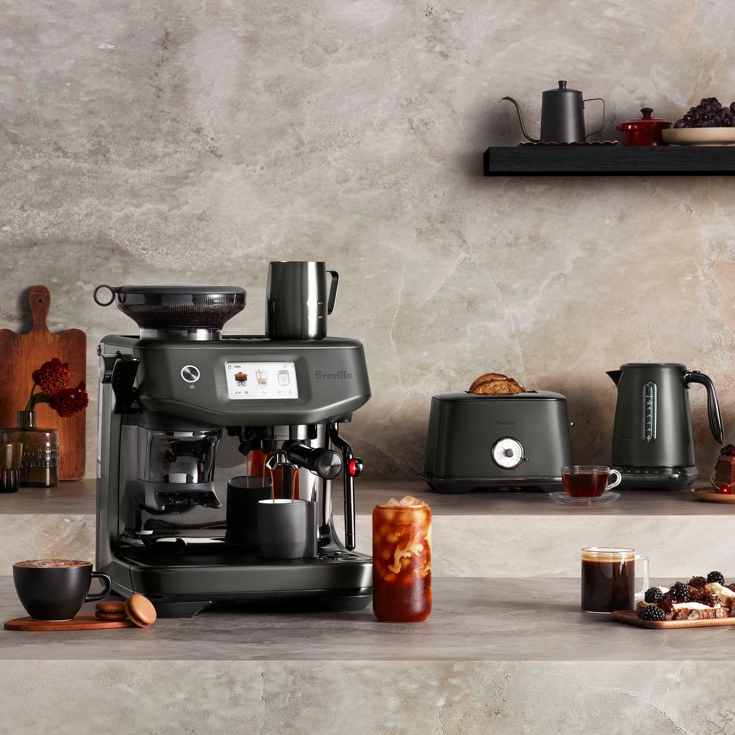 Breville - Barista Touch Impress Semi-Automatic Combo Espresso Machine with Grinder - Noir Edition - BES881NRE