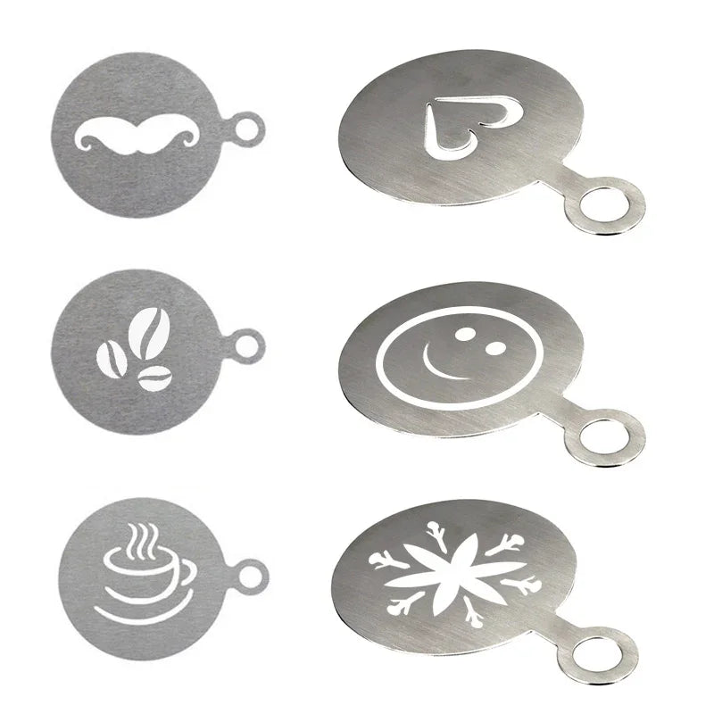 Krome Barista Stencils Stainless Steel 6 Pcs Set - C3540
