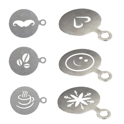 Krome Barista Stencils Stainless Steel 6 Pcs Set - C3540