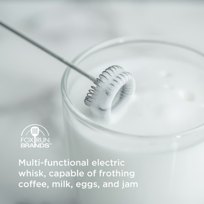 Fox Run Rechargeable Electric Milk and Coffee Frother, White, 9" #65172