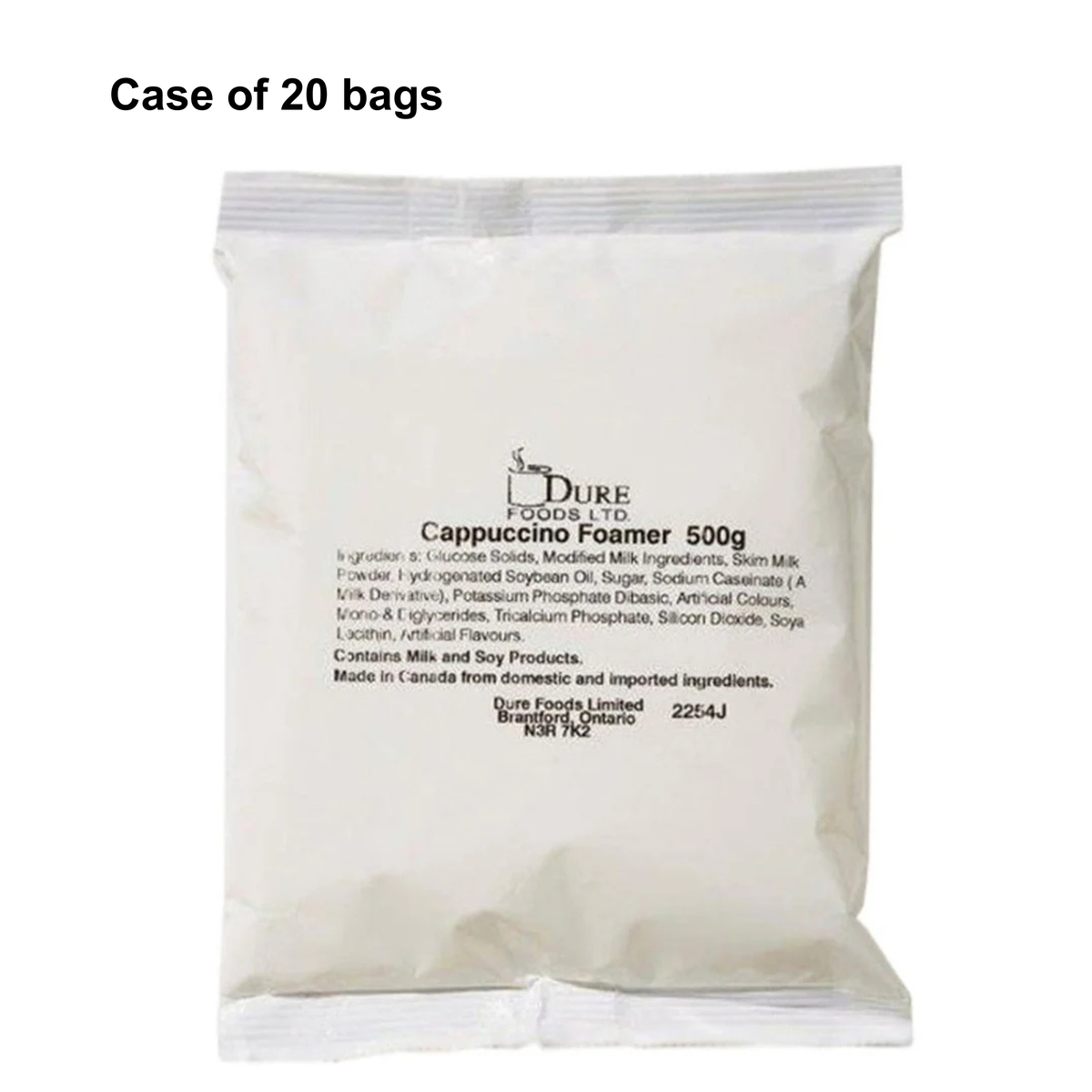 Dure Cappuccino Foamer Vending Powder - Single OR Case of 20 x 500g bags