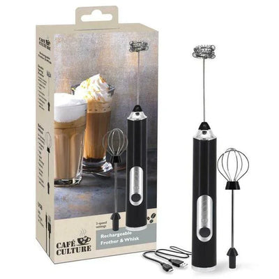 Danesco Cafe Culture Rechargeable  Frother & Whisk, 3 speed settings #4244786BK