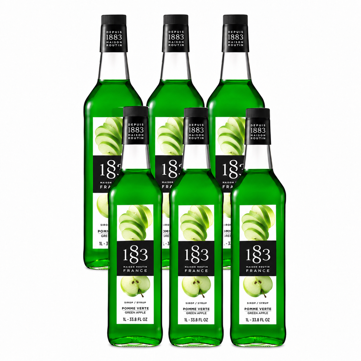 1883 Green Apple Syrup 1L Glass Bottle