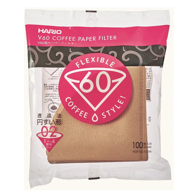 Hario V60 Filter 02 Natural with tab - 100 pack  #VCF-02-100M