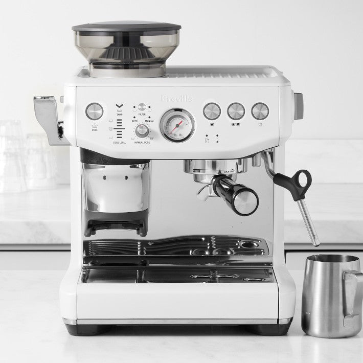 Breville - Barista Express Impress Semi-Automatic Combo Espresso Machine with Grinder Sea Salt White - BES876SST