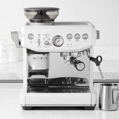 Breville - Barista Express Impress Semi-Automatic Combo Espresso Machine with Grinder Sea Salt White - BES876SST