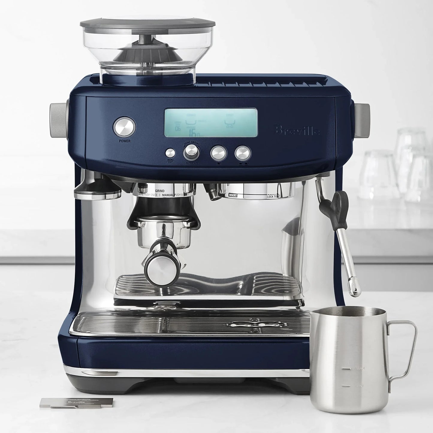 Breville - Barista Pro Semi-Automatic Combo Espresso Machine with Grinder Damson Blue - BES878DBL