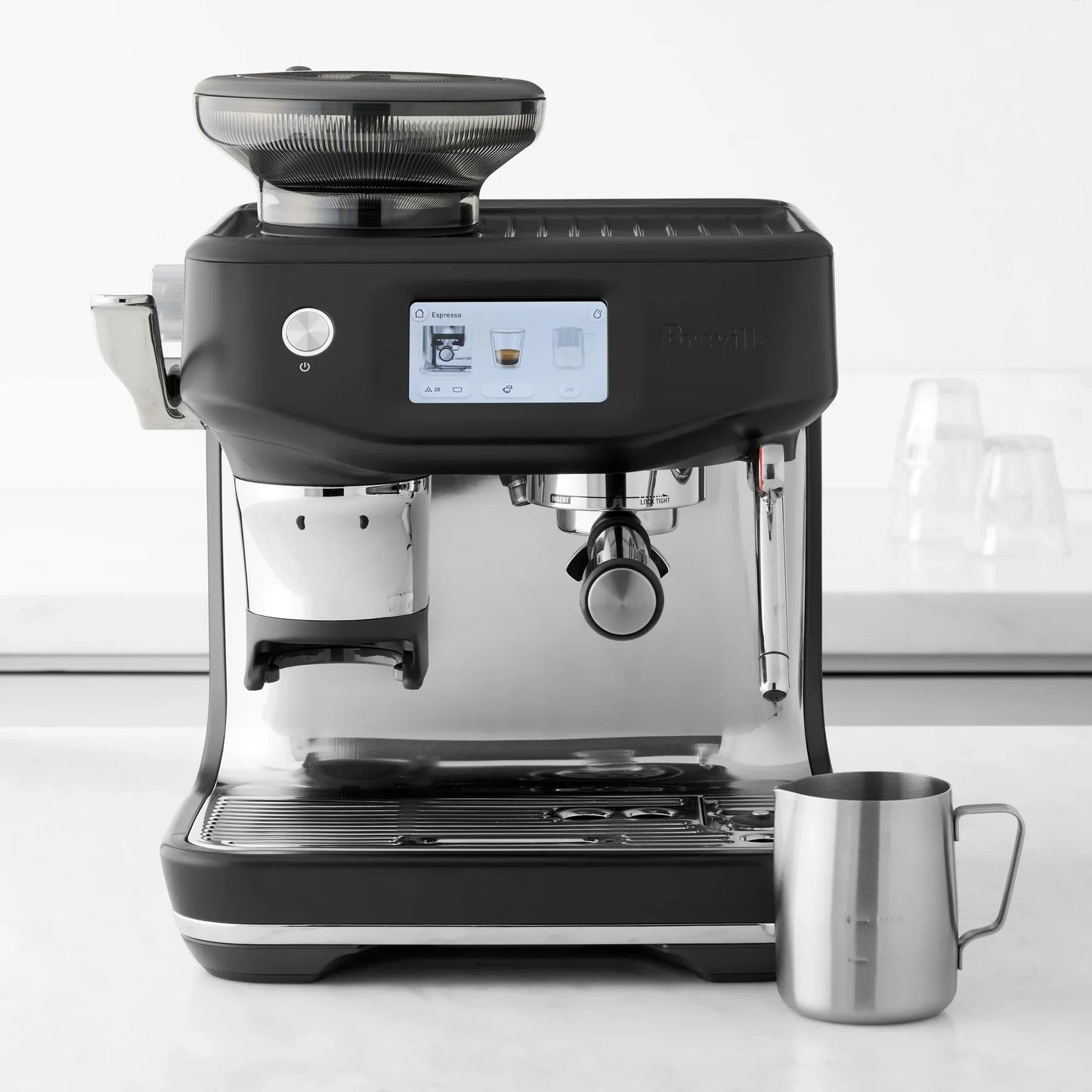 Breville - Barista Touch Impress Semi-Automatic Combo Espresso Machine with Grinder - Black Truffle - BES881BTR