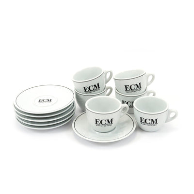 ECM Ceramic Espresso Cups with Saucers Set of 6 #09505