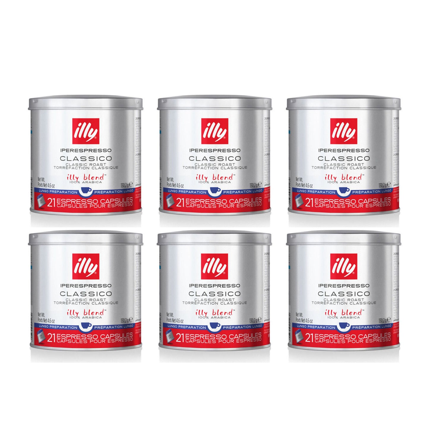 Illy IperEspresso Capsules - 21 Capsules - Classico Lungo Preparation - # A099 - Case of 6