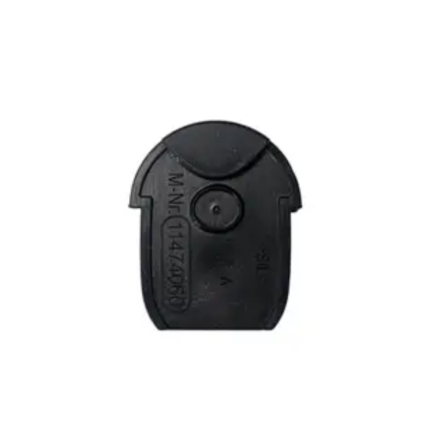 A black plastic replacement cap or cover with molded text reading 'M-NF (11474080)' on a plain white background.