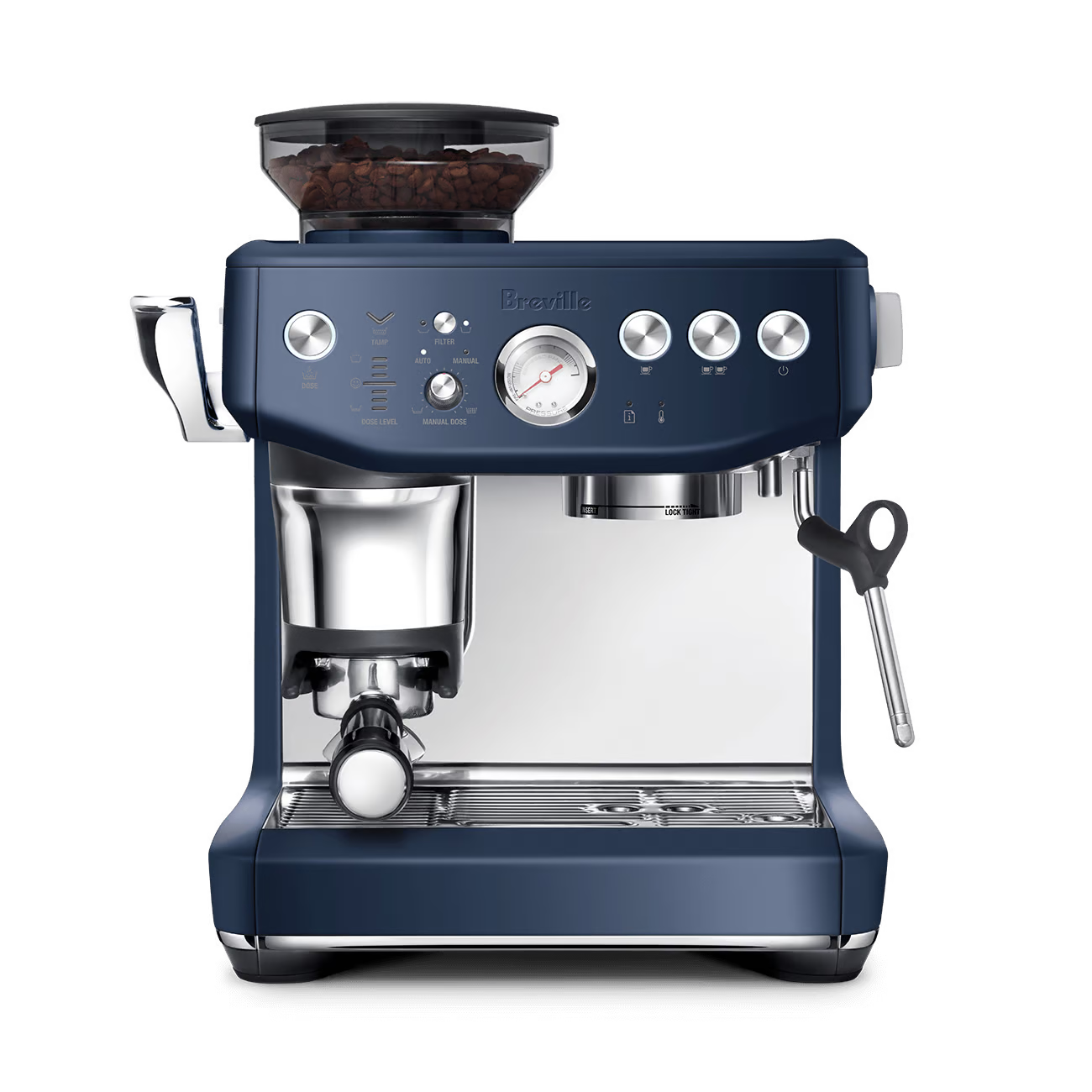 Breville - Barista Express Impress Semi-Automatic Combo Espresso Machine with Grinder Damson Blue - BES876DBL