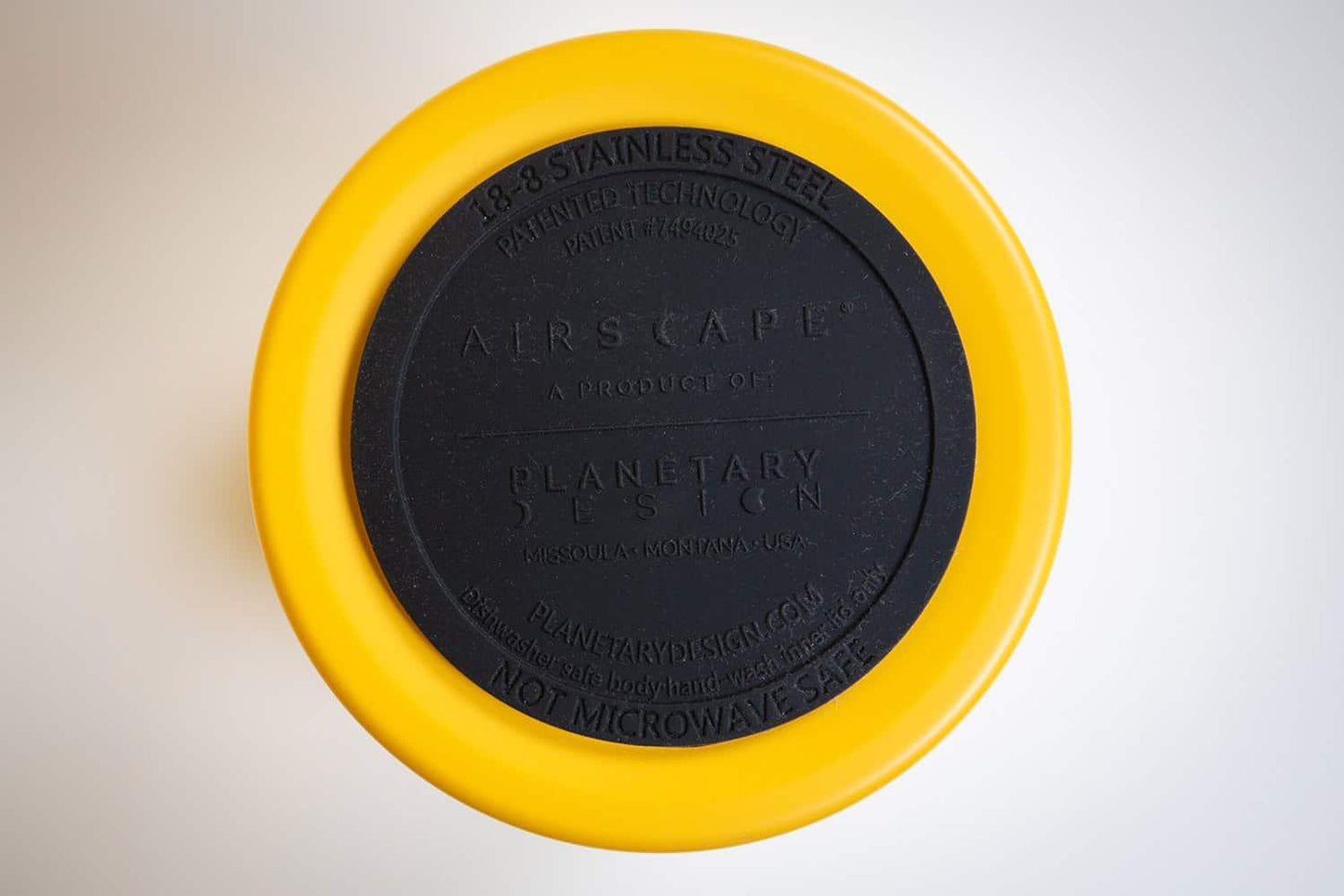 Planetary Design AirScape Classic Stainless Steel 64oz Coffee Canister 7" - Matte Yellow with Smoke Lid - AS2507