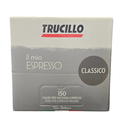 A box of Trucillo 'il mio Espresso' Classico coffee pods on a white background
