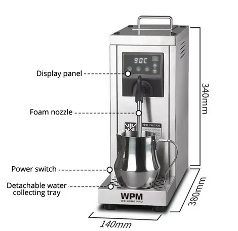 Nine Bar Stand Alone Steam Wand Milk Frothing Unit aka WPM Welcome Pro & manufactured by WPM  #9B-110-MS-130T