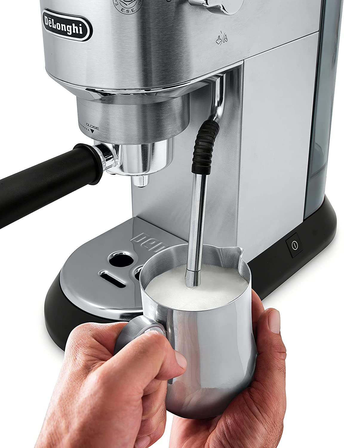 DeLonghi Dedica ARTE Silver Metal Espresso Machine with Premium Frother - EC885M