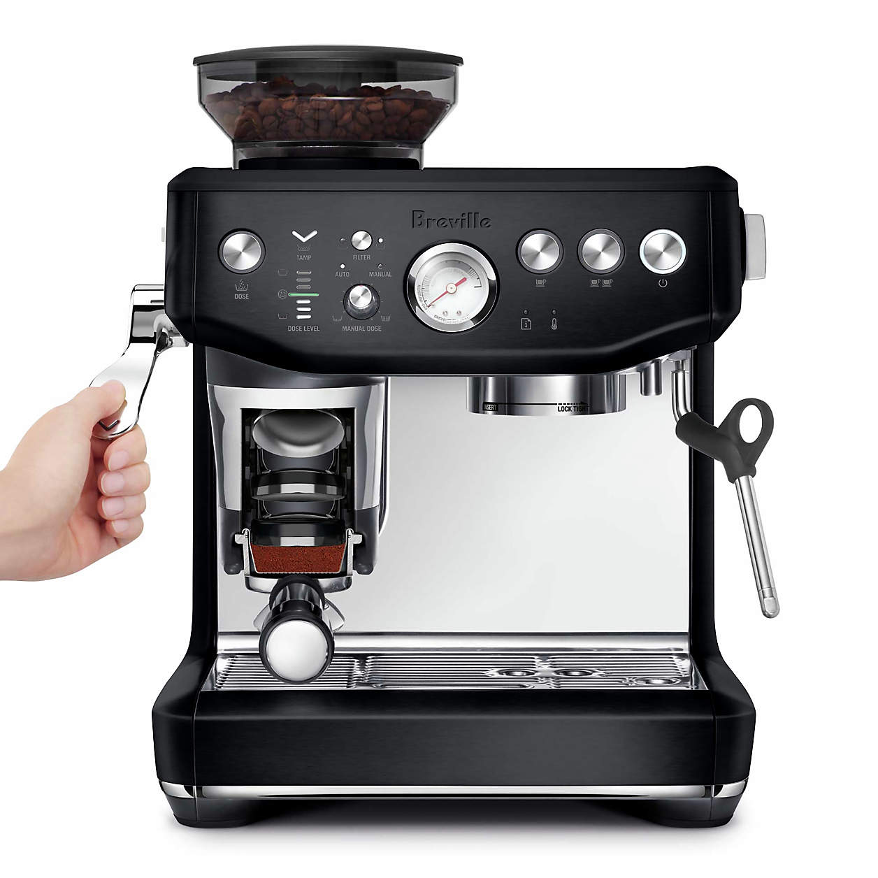 Breville - Barista Express Impress Semi-Automatic Combo Espresso Machine with Grinder Black Truffle - BES876BTR
