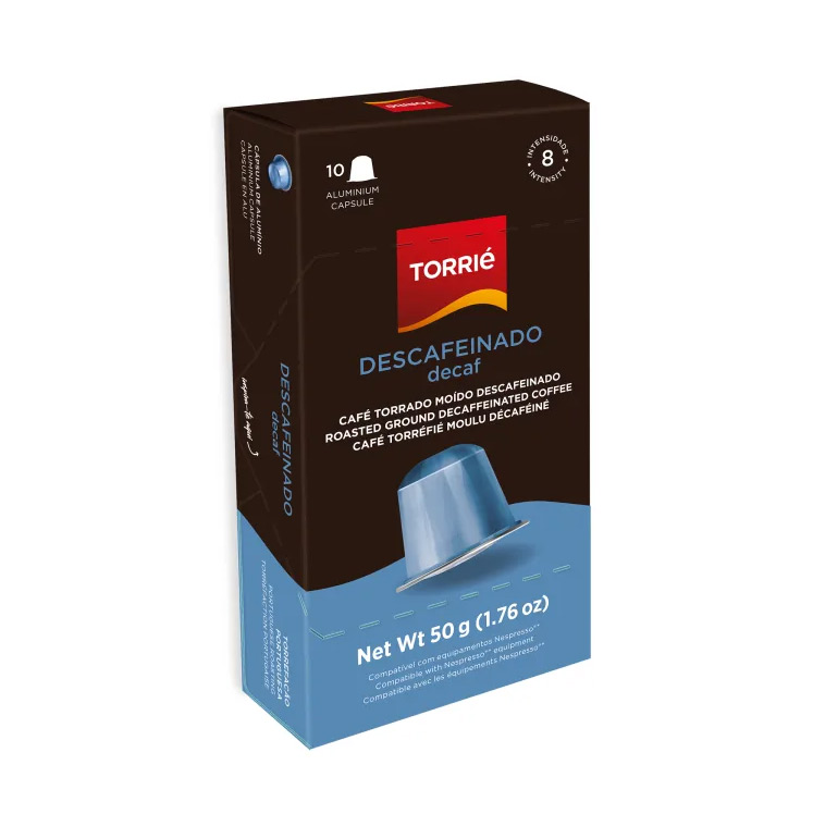 Torrie Nespresso Compatible Aluminum Capsules Box of 10 - Descafeinado (Decaf)