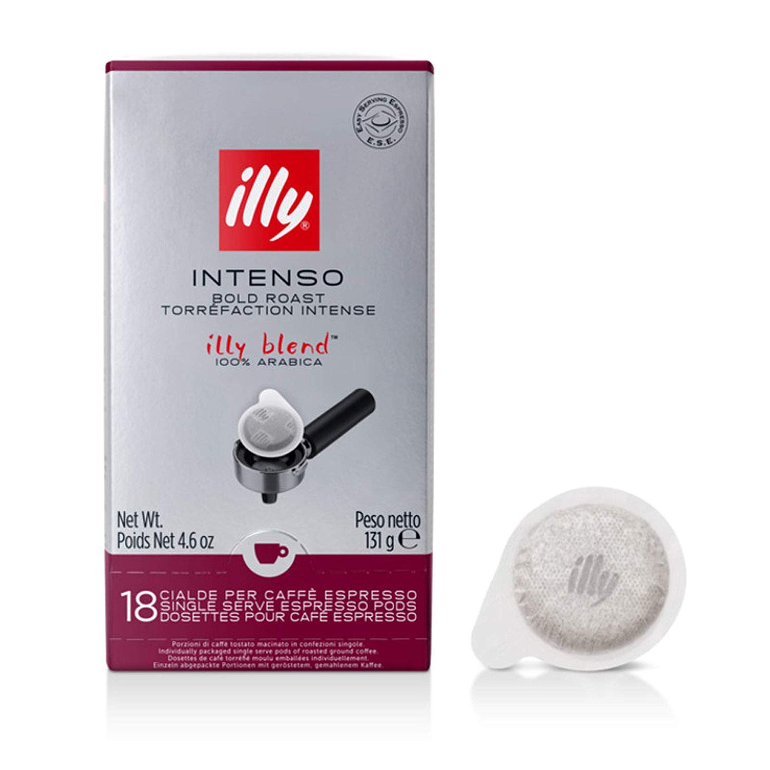 Illy ESE Espresso Pods Box of 18 - Intenso Bold Roast (Brown Label) #7999 - Case of 12