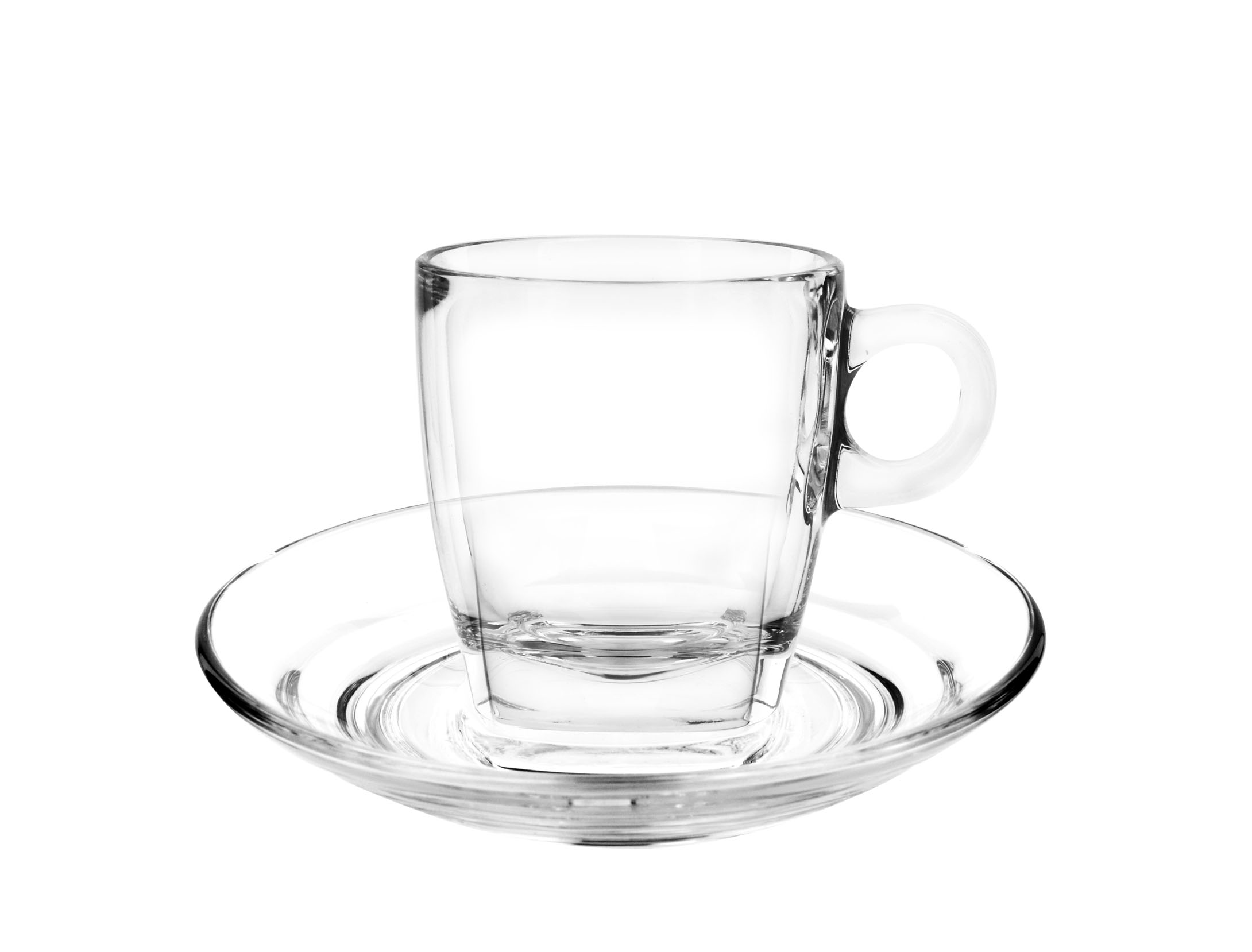 Cuisivin Caffe Cappuccino 7oz Glass Cups and Saucers Set of 2