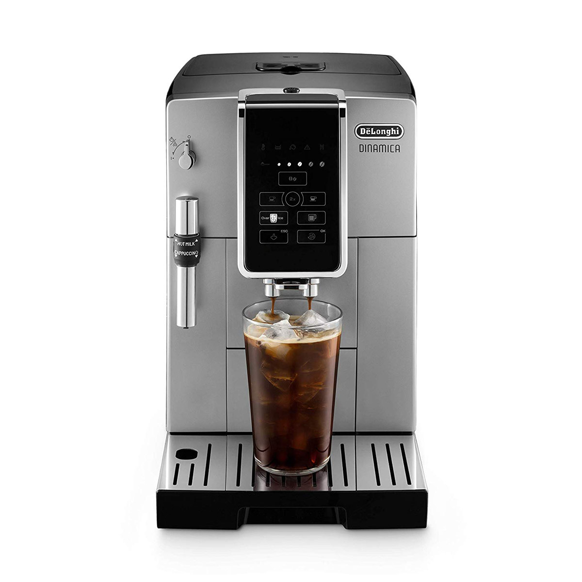 DeLonghi - Dinamica TrueBrew + Premium Frother Super Automatic Espresso Machine Silver - ECAM35025SB