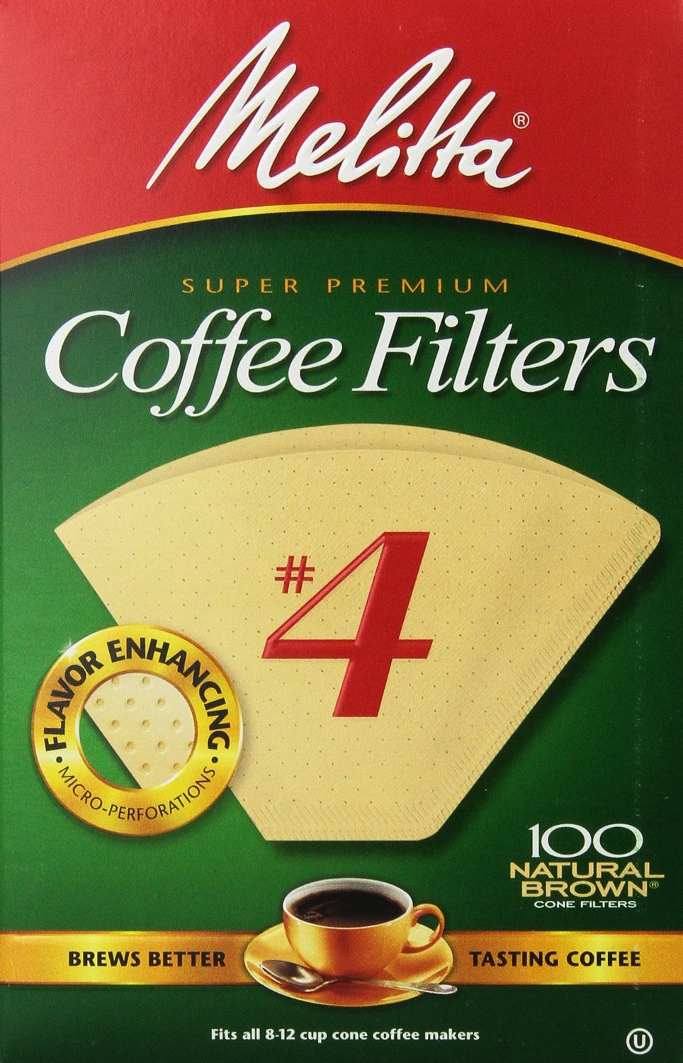 Melitta Cone Filters #4 Natural Brown 100 Pack