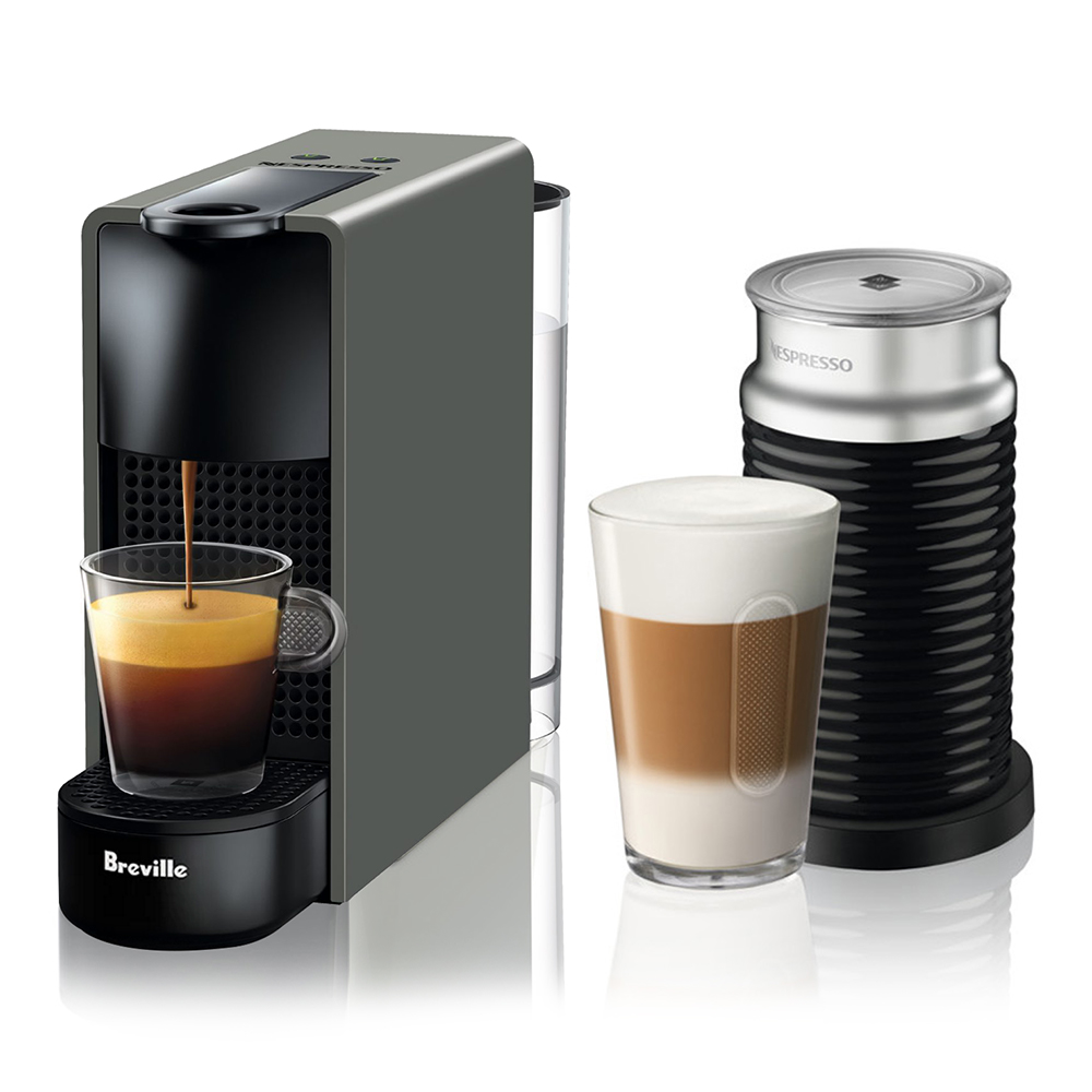 Breville Nespresso Essenza Mini GREY with Aeroccino Single Serve Espresso Machine BEC250GRY1AUC1
