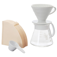 Hario V60 Coffee Dripper White Ceramic 02 Set - XVDD-3012W