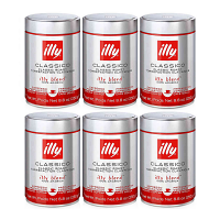 Illy Ground Espresso - Classico Medium Roast 250g - Case of 6 (RED) - A059  
