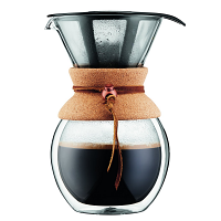 Bodum Pour Over Coffee Maker with Permanent Filter Double Wall, Cork Neck 1.0L, 34oz, #11682-109