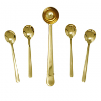 Danesco Cafe Culture Espresso Spoons Set - Stainless Steel with Gold Finish
