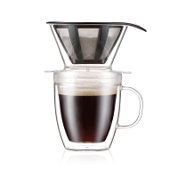 Bodum Pour Over Coffee Dripper and Double Wall Glass Mug 12oz / 0.35l - #K11872-10US