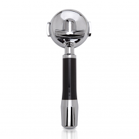 ECM Brass-Chrome Plated Portafilter with 2 Spouts - Angled Black and Chrome Handle - 89425