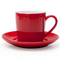BIA Red Cappuccino Cups and Saucers Set of 6